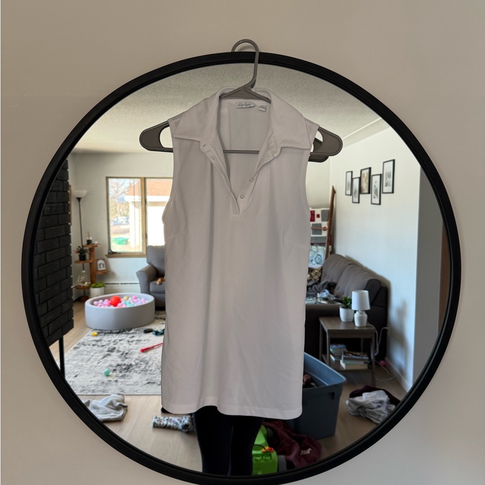 White Sleeveless Polo Top